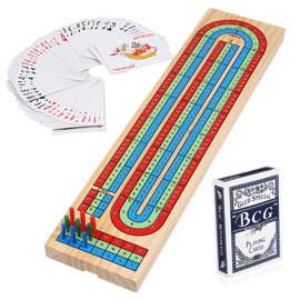 Kisangel Traditional Cribbage Board Set Jumbo Cribbage Game Wooden Board Game for 2 Players