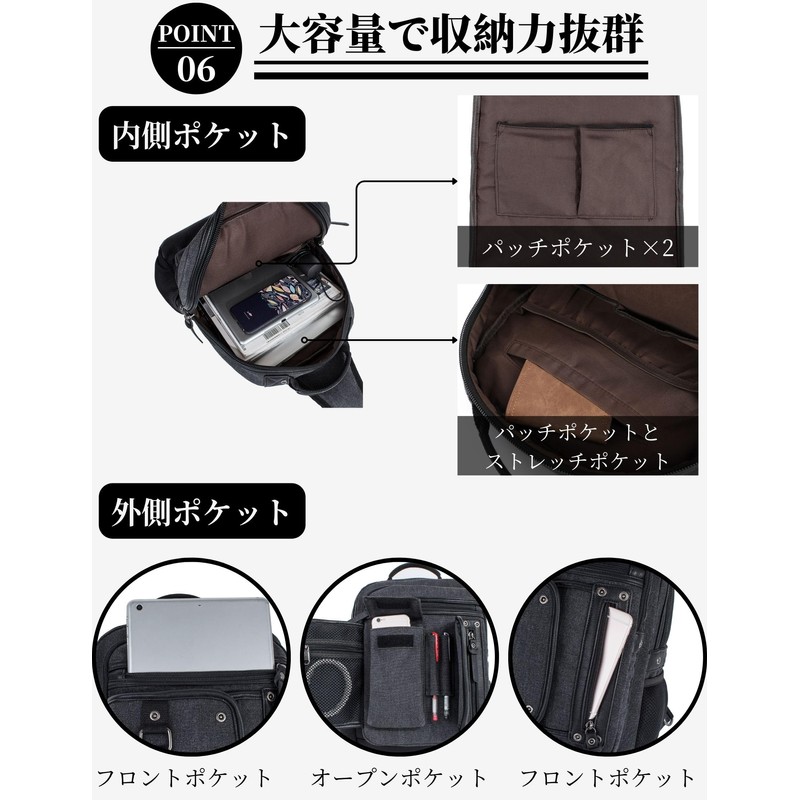 Basicpower Body Bag, Crossbody Bag, Canvas A4, 13 Inch PC,