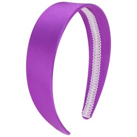 Wecoe Purple Satin Headband Women 1.6 Inch Wide Silk Headband Non Slip Fashion Plain Head Band Solid Hair Band DIY Holiday Hair Accessories for Women Girls Diademas Para Mujer Gifts