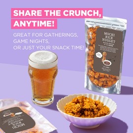 Mochi Rice Nuggets – Japanese Rice Crackers, Rice Crispy Treats, Japanese Snacks, No MSG, No Artificial Colors or Preservatives, Made in Japan, arare rice crackers, Beer snacks, Black pepper flavor 4.9oz (140g)