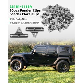 23181-6133A 68039280-AA 50pcs Fit for Jeep Fender Clips, Fender Flare Clips, Fit for Jeep Wrangler Fender Clips, Fit for Jeep JK, JL, Liberty, Gladiator, Fit for Dodge Nitro Replace 55157055-AA