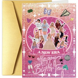 Funny Birthday Card Styles for Taylor Fans- Singer Happy Birthtay Foldable Bling Style - Great Sweet Birthday Gifts for Women Girls Her Him Men for Fans - Includes 5x7 Birthday Card with Envelope for Swiftes
