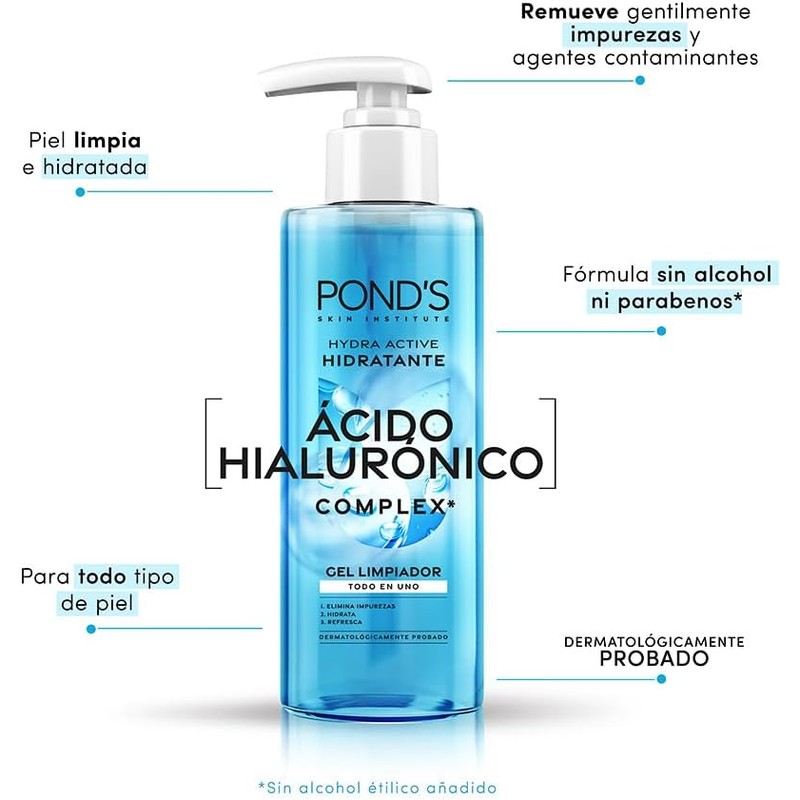POND'S Limpiador Facial Hydra Active con Ácido Hialurónico 200 mL