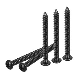 DTGN #8x1-1/2" Phillips Pan Head Self-tapping Screw - 50Pack - Black Oxide Carbon Steel Sheet Metal Screws Wood Screws