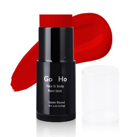 Go Ho Water Based Red Face Paint Stick Washable (1.06 Oz),Non-toxic Cream Body Paint,Full-coverage Face Body Paint Makeup Stick for Adults Children Theater Halloween SFX Cosplay