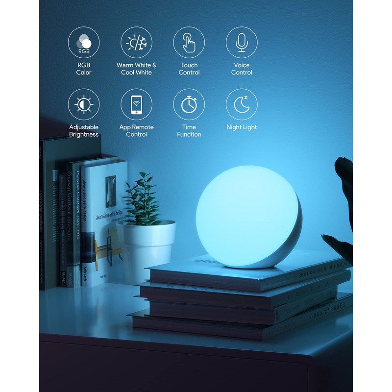 Hifree Smart LED Table Lamp, Bedside Lamp, Touch, Dimmable, Works