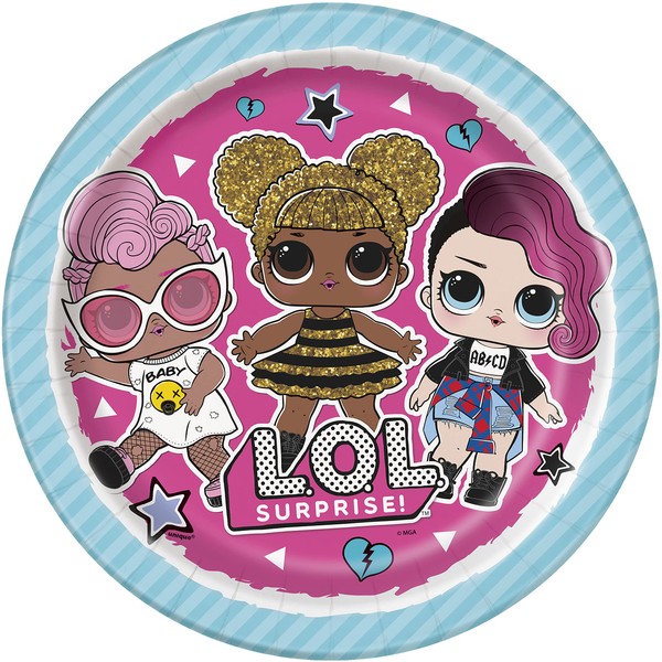 Unique 20905EU LOL Surprise Eco-Friendly Paper Plates 23 cm Party