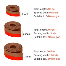 TORRAMI Silicone Door Sweep Draft Stopper 2 inch Width 20 Feet Length,Seal Insulation for Door Under Bottom, Gap, Side, Glass Shower Door, Sliding Door,Brown