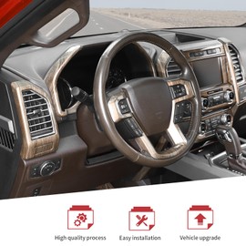 JeCar 16PCS Full Interior Trim Kit Fit for Ford F150 2015-2020 Interior Accessories (Wood Grain)