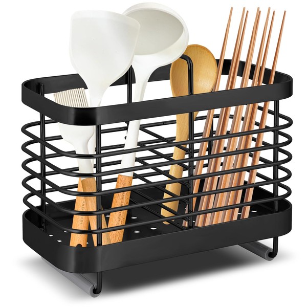 Stainless Steel Utensil Holder, Cutlery Organizer - Rust-Resistant Sink Drainer