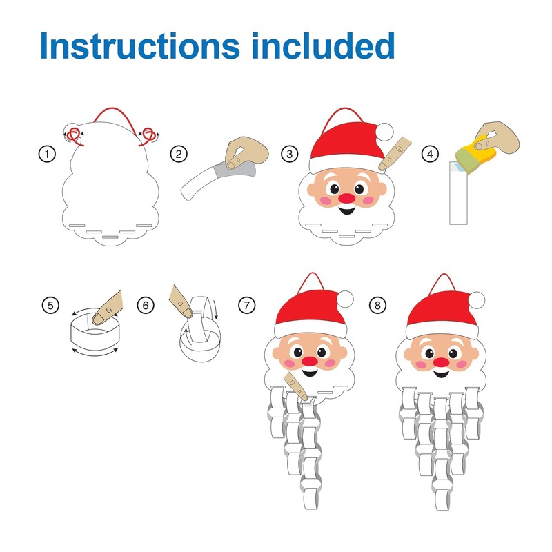 Baker Ross FN345 Santa Beard Paper Chain Kits - Pack