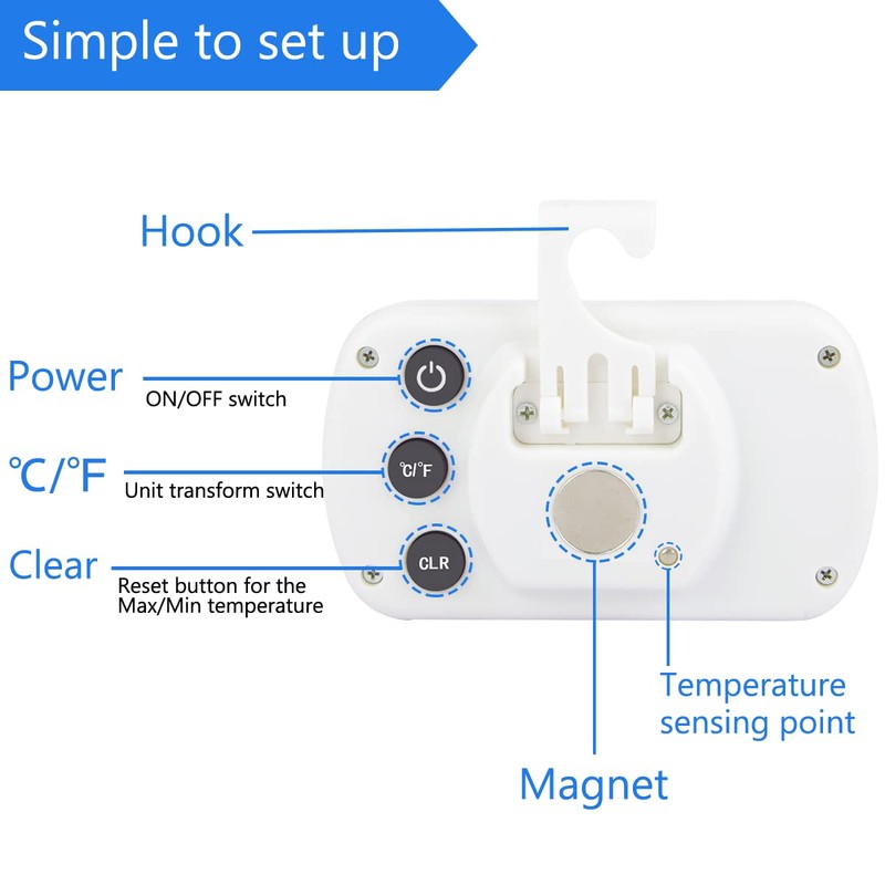 2 Pack Refrigerator Fridge Thermometer Digital Freezer Room Thermometer Waterproof