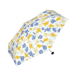 Wpc. 1946-304-002 Ivy Mini Blue Rain Umbrella, 20.9 inches (53 cm), Ribs, For Both Sunny and Rainy Weather, Women's, For Commuting to Work or School, Fashionable, Cute, Retro, Flower Pattern