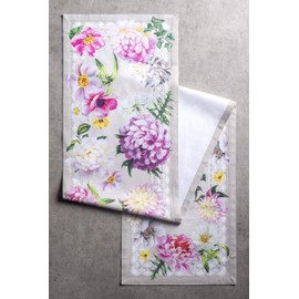 Maison d' Hermine Table Runner 100% Cotton 37cm x 180cm Decorative Washable Tablerunner Easter Table cloth for Dining, Kitchen, Parties & Camping, Pivoine - Spring/Summer