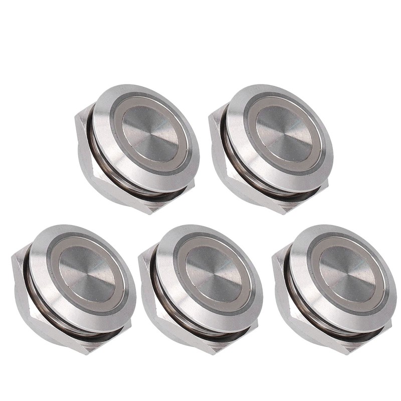Pack of 5 Metal Push Button Switches with LED, Mini