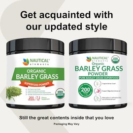 Nautical Elements Barley Grass Powder - USDA Certified Organic Barley Grass Powder - Non-GMO, Vegan, and Non-Irradiated - Rich In Antioxidants, Protein, Fiber, Minerals, Chlorophyll, Amino Acids and Protein - 200 Grams