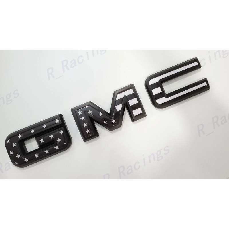 Auto Front Only Black USA Flag Emblem Overlay 2019-2025 GMC