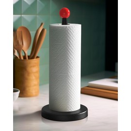 KitchLife Wooden Paper Towel Holder Countertop, Fits Jumbo Roll, Solid Beechwood Paper Towel Dispenser Stand with Wide Anti-Skid Base