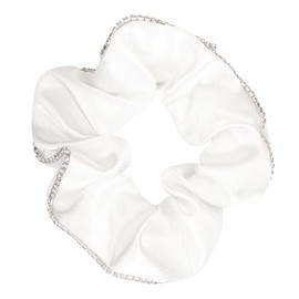 Bella Sleep + Spa Women Crystal Silky Satin Scrunchie, Large, White