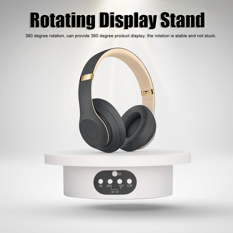 Rotating Display Stand 16cm White Remote Control Low Noise Electric