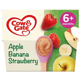 Cow & Gate Apple Strawberry & Banana Baby Food Fruit Pot Multipack 6+ Months 4x100g