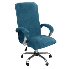DKSLIPGO Velvet Office Chair Cover with Arm Covers - Universal, Swivel, Gaming Chair Covers (Large, Peacock Blue)