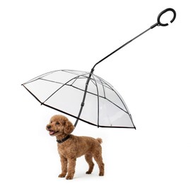 ENJOYING Dog Umbrella Small Breed, Clear Pet Umbrella Leash for Small Dogs, Self-Assembly Dog Umbrella with Adjustable Leash, Keep Puppy Dry for Rainy Day Walks, Angle Adjustable