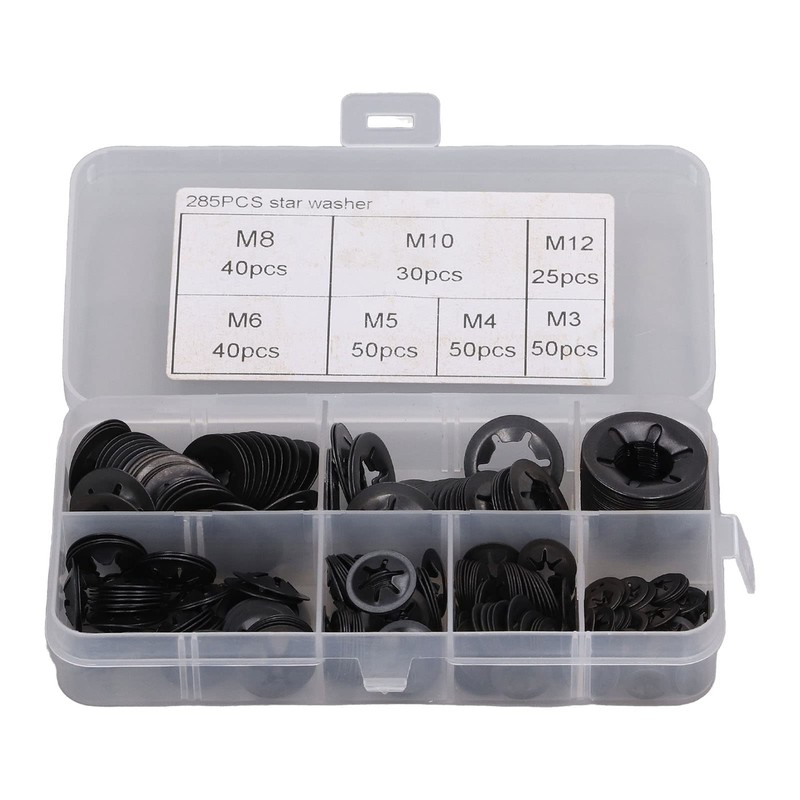 285 Pcs Black Starlock Washers Set Manganese Steel Internal Tooth