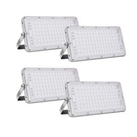 Sararoom 4Pcs 100W LED Flood Light Outdoor, IP65 Waterproof LED Security Lights, 9000LM 6500K Cold White LED Stadium Light, Floodlight Landscape Wall Light for Yard, Street, Parking Lot, Garage