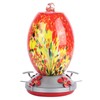 Hummingbirds Water Feeder Colorful Painting Glass Bird Feeding Tool for