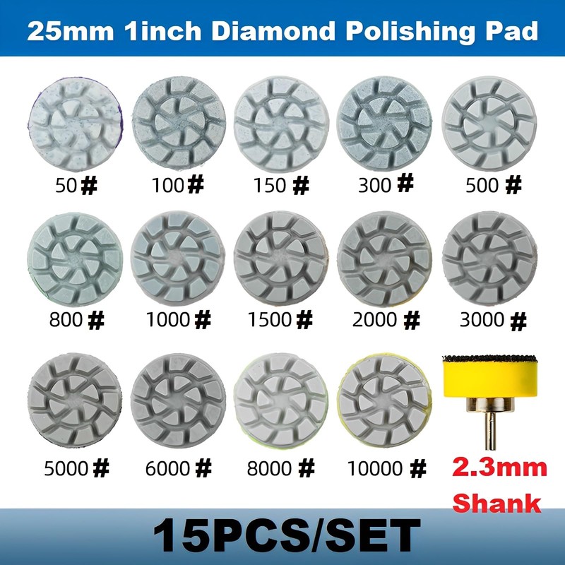 MiJunHD 1inch 25mm Mini Diamond Polishing Pad Set, 14PCS Different