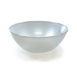 " OCCASIONS " 120 Piece Plates Pack, Disposable Wedding Party Plastic Bowls (16oz Soup Bowl, Belize in White Pearl & Silver)