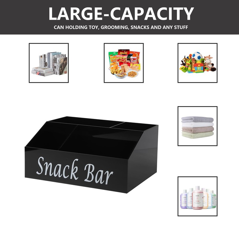 Xbopetda Snack Organizer for Countertop, Acrylic Snack Organizer with 4
