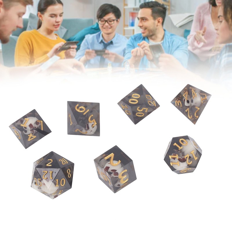 Polyhedral Dice Set Role Playing Epoxy Resin Transparent Skull Dice