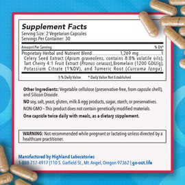 Mt. Angel Vitamins Go Out - Extra Strength Support - Uric Acid Balance with Tart Cherry, Celery Seed, Turmeric - Non-GMO, Gluten-Free - 60 Caps