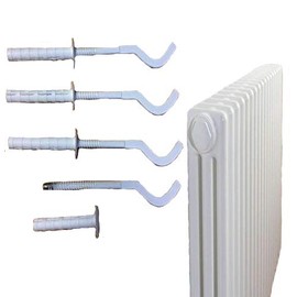 4 x Universal Designer Radiator Wall Brackets (White) with Free Fixing Kit