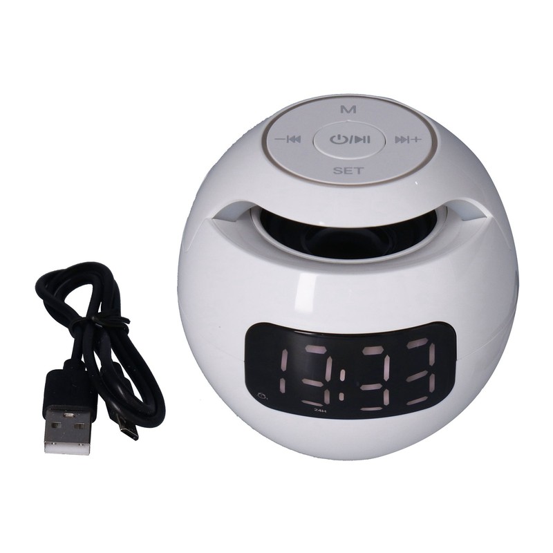 Multifunctional Bluetooth 5.0 Alarm Clock Speaker Rechargeable Ball Shape Portable
