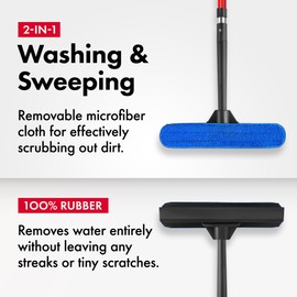 Tyroler 2-in-1 High Window Cleaner Tool with 4.5 to 7.5 ft Extendable Handle | Made of 100% Natural Rubber for Superior Durability and Protection | Better Reach Window Squeegee for Window Cleaning