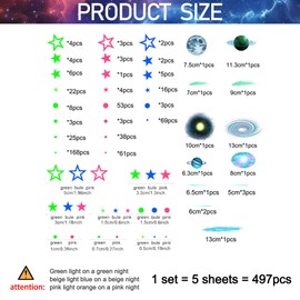 DTLIFEK Glow in The Dark Stars Solar System Wall Decals Galaxy Space Moons Wall Sticker Glowing Ceiling Removable Peel and Stick Wallpaper for Kids Boys Nursery Bedroom Living Room Home Decoration