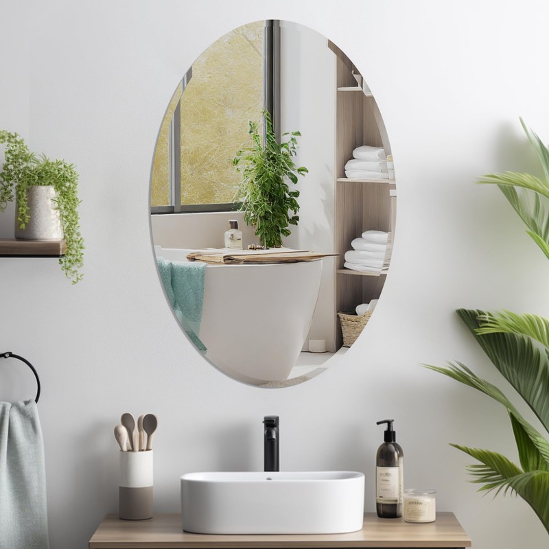 Oval Bathroom Mirror, 28X40 inch Oval Frameless Mirror, Frameless Mirrors