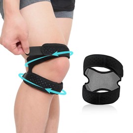 Rodillera con Soporte Doble para Rótula, Ajustable estabilizador de rodilla para tendinitis, artritis, menisco desgarro,correr, voleibol,alivio del do lor de rodilla, recuperación de lesiones, deportes ( Negro con forro gris) (1)