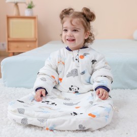 MIKAFEN Mikarten Baby Sleeping Bag Long Sleeve Winter 3.5 Tog, 100% Organic Cotton Sleeping Bag (78-90 cm/14-24 Months)