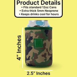 Made Easy Kit Neoprene Can Cooler Cover & Holder – Extra Thick 5mm Insulated for 12oz Cans | No Sweat, No Mess, Maximum Chill (Camo, 12 Ounces)