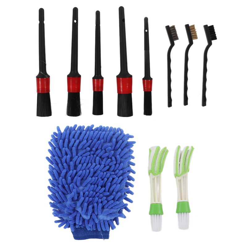 11PCS Car Cleaning Detailing Brush Set Interior Exterior Plastic for