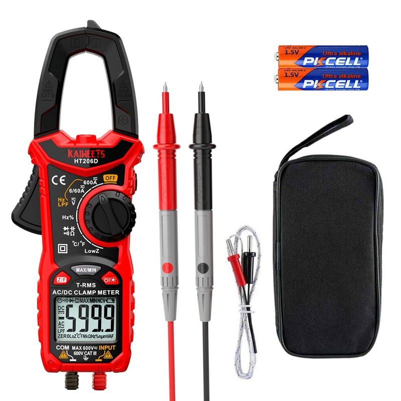 KAIWEETS HT206D Digital Clamp Meter T-RMS 6000 Counts, Multimeter Voltage