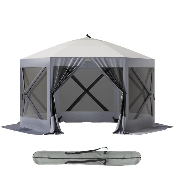 10X10 Pop-Up Gazebo Screen Tent – 6-Sided Instant Canopy Sun