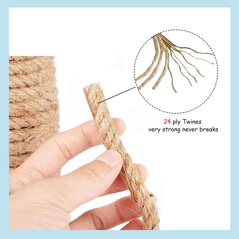 Natural Jute Rope Hemp Rope (3/8 in x 200 ft)