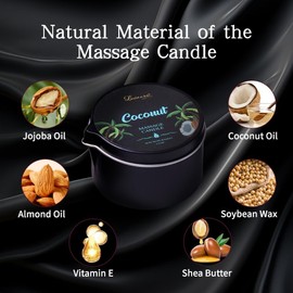 Paquete de 3 velas de aceite de coco, aceite hidratante diario, aceite corporal relajante, aceite de terapia natural, vela perfumada, 7 onzas (coco, tabaco, vainilla, tomillo y té blanco)