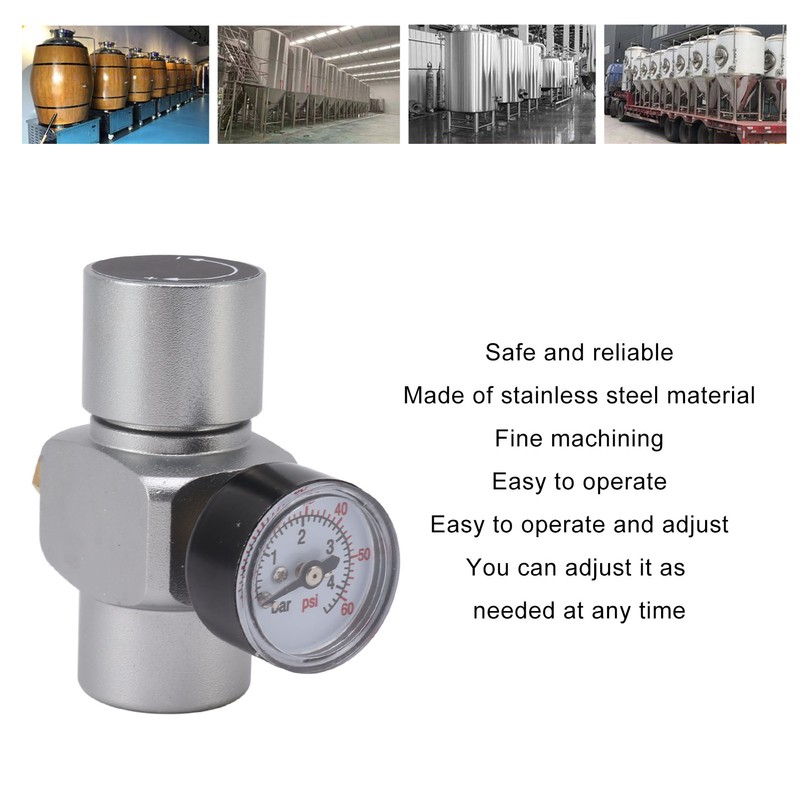 Water Pressure Reducing Valve 0‑60PSI Stainless Steel Pressure Regulator Multifunctional