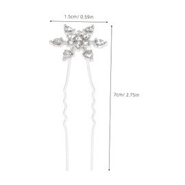 FRCOLOR 10pcs Sparkly Rhinestone Snowflake Hair Clips U Shaped Alloy Hair Forks for Women Wedding Birthday Party Comfortable Styling Accessories